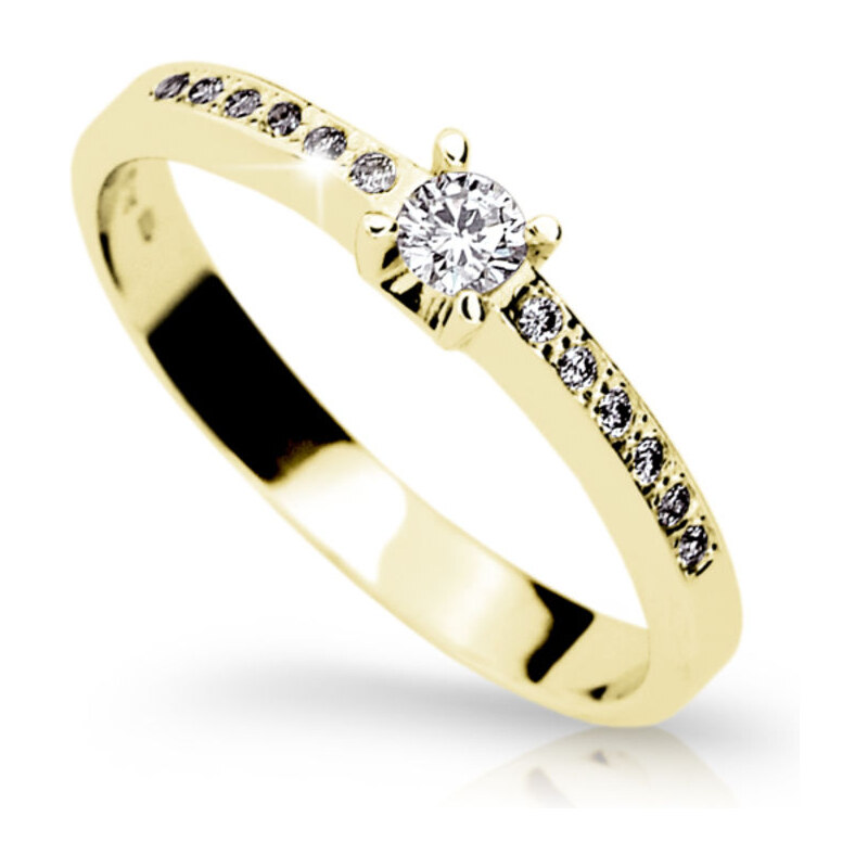 Danfil Zlatý zásnubní prsten DF 1917, žluté zlato, s briliantem 46
