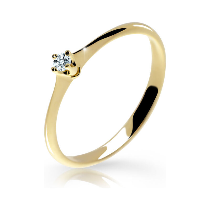 Danfil Zlatý zásnubní prsten DF 2940, žluté zlato, s briliantem 46