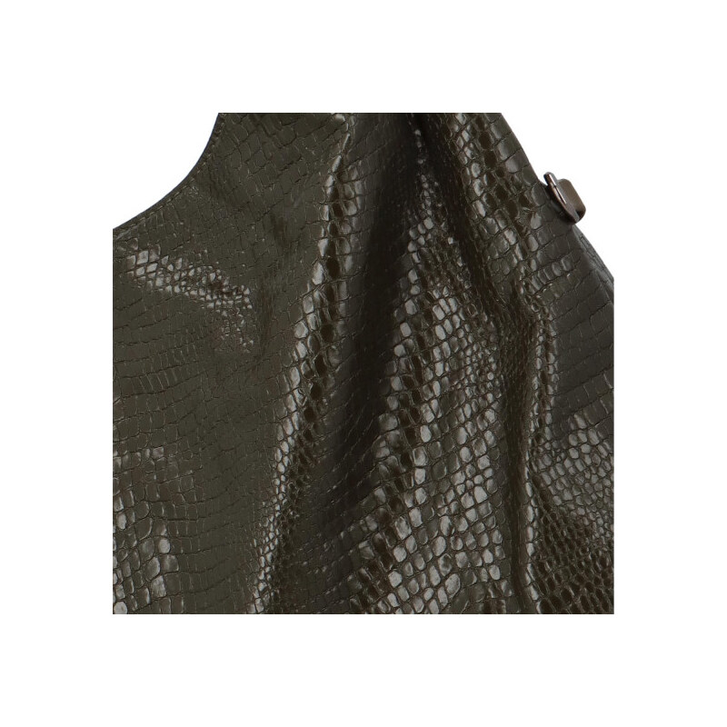 Paolo Bags Trendy dámská kabelka Sáva s hadím vzorem, tmavě zelená