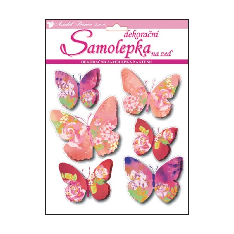 Anděl Přerov Samolepky na zeď 3D motýli s květinovým dekorem 20x20x1cm 6ks  L10152 - GLAMI.cz
