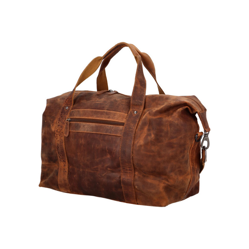Green Wood Luxusní cestovní kožená taška Greenwood travel Joel, světle hnědá