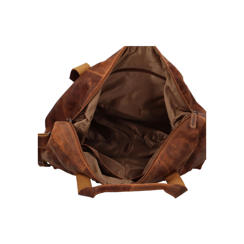 Green Wood Luxusní cestovní kožená taška Greenwood travel Joel, světle hnědá