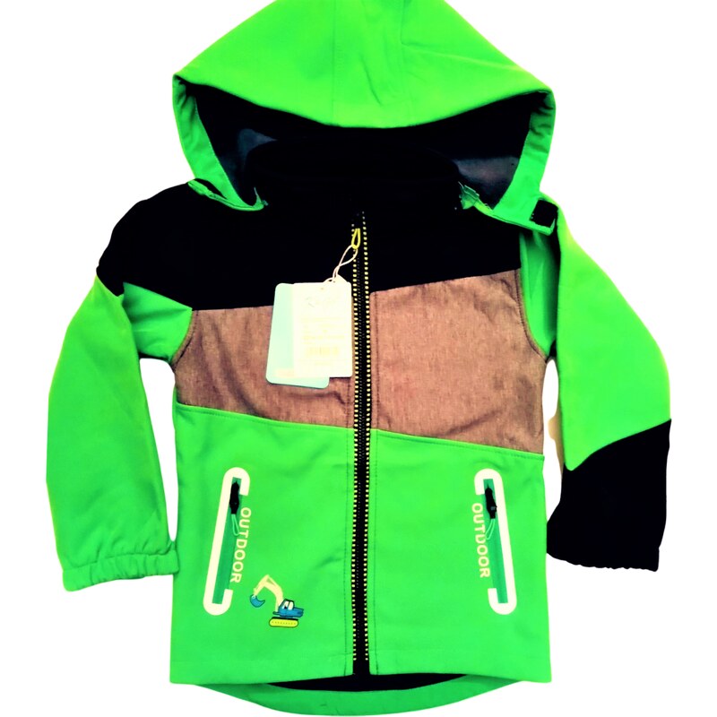 KUGO-Chlapecká softshellová bunda Bagr zelená
