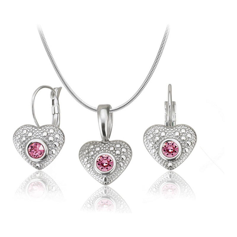 Jewellis ČR Jewellis ocelový set ve tvaru srdce Antique Heart s krystaly Swarovski - Rose