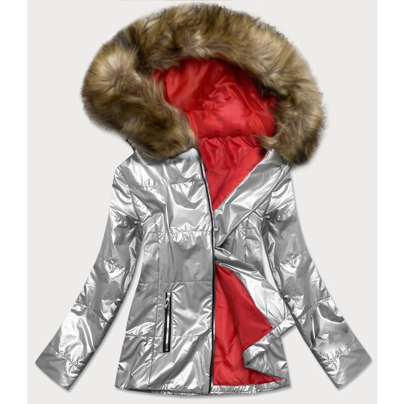 Fashionable Dámská lehká zimní bunda metalická stříbrná (721art) 107743008