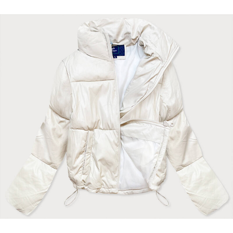Ann Gissy Krátká dámská bunda v ecru barvě z ekologické kůže (202016)