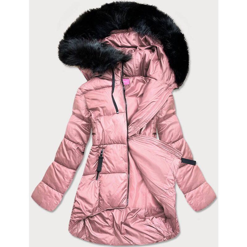 VIOLA&C Asymetrická růžová dámská zimní bunda (8953-R)