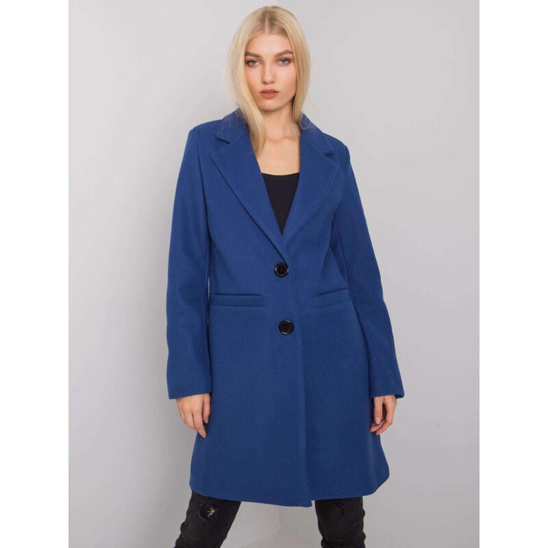 BASIC Tmavě modrý dámský kabát -dark blue Tmavě modrá