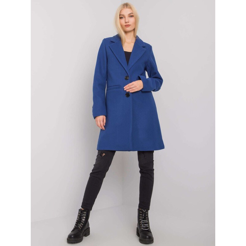 BASIC Tmavě modrý dámský kabát -dark blue Tmavě modrá