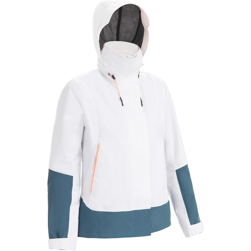 TRIBORD Dámská nepromokavá bunda na plavbu Sailing 300 větruodolná bílo-šedá
