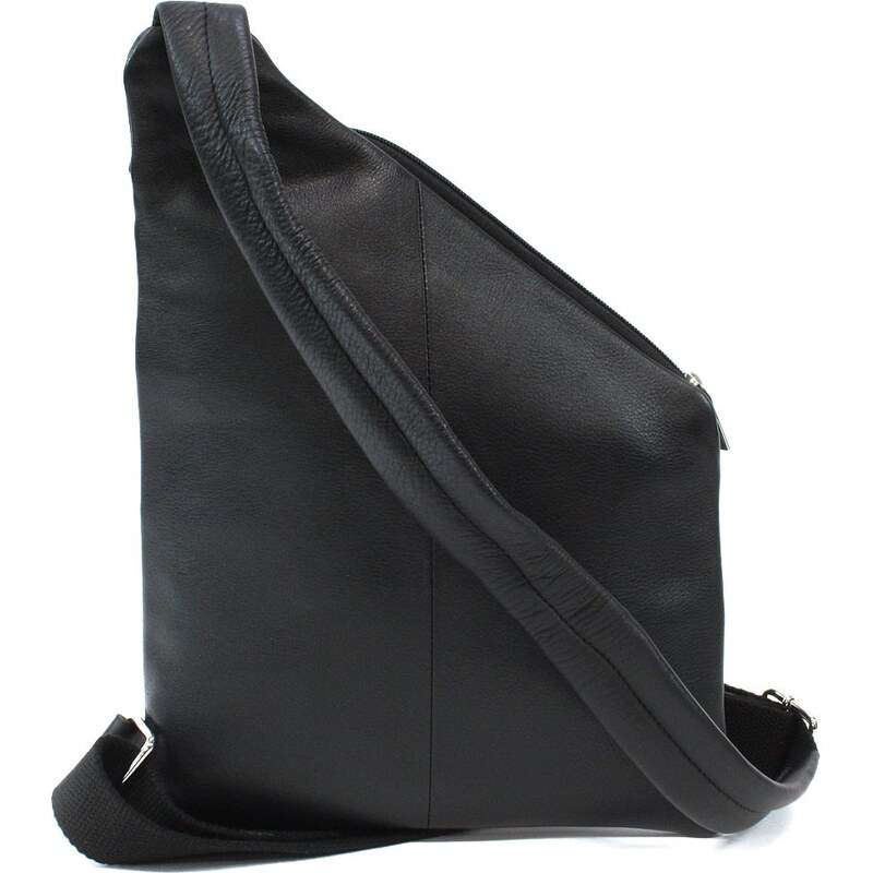 Černý kožený pánský zipový crossbag Udder