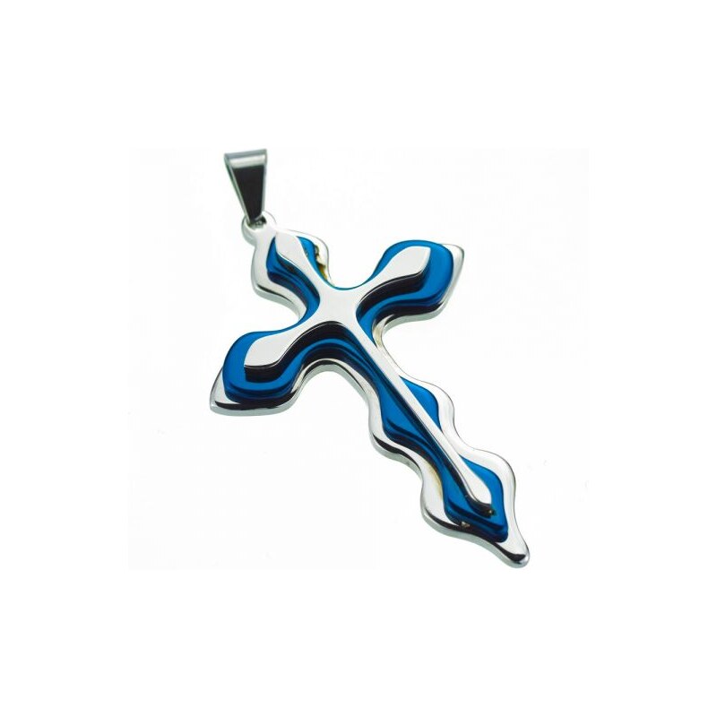 Přívěsek z chirurgické oceli modrý Křížek 5 Impress Jewelry F1225