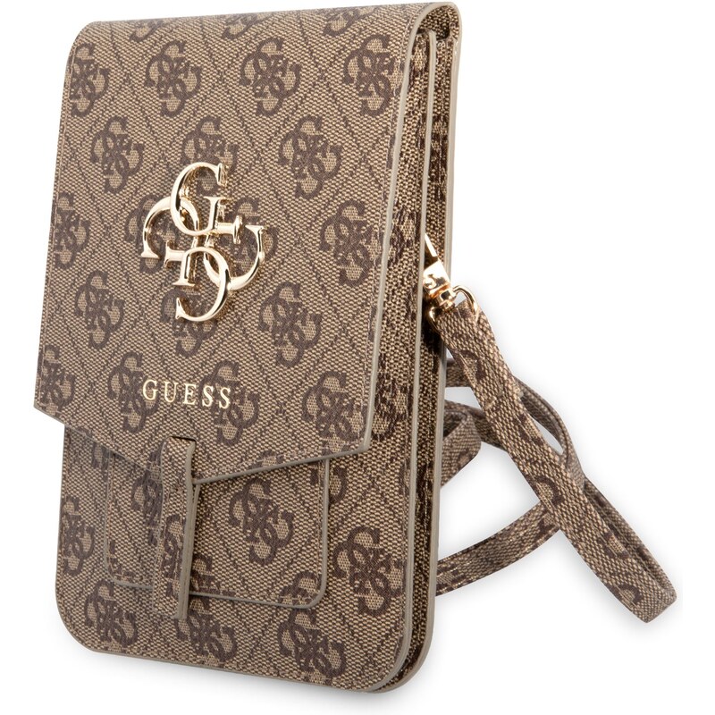 Univerzální pouzdro / taška s kapsou na mobil - Guess, 4G Metal Logo Bag Brown