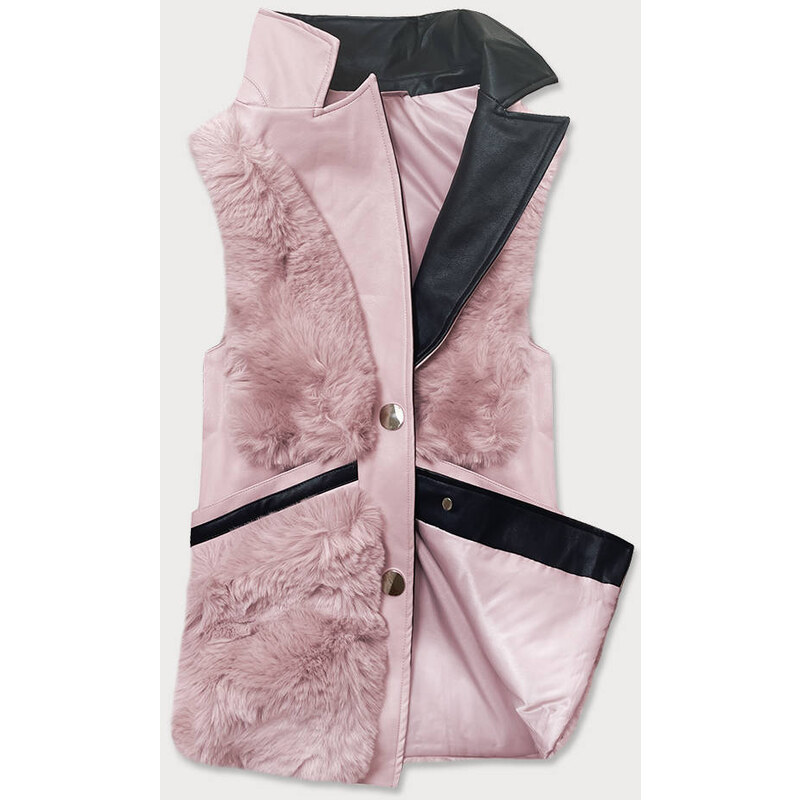 S'WEST Růžová dámská vesta s kožíškem (BR9593-51)