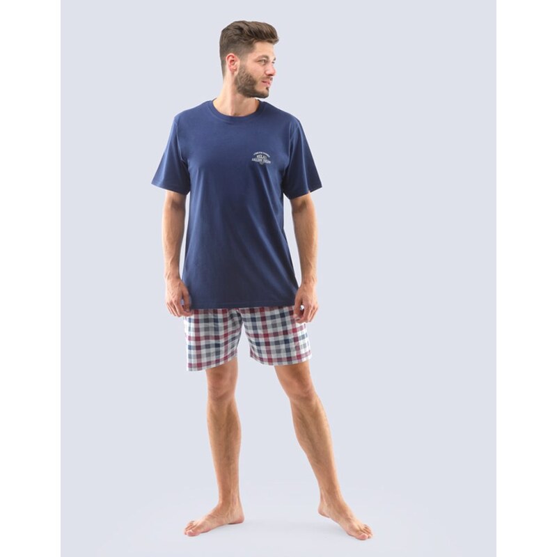 GINA Pánské pyžamo krátké 79110P - sv. šedá mahagon