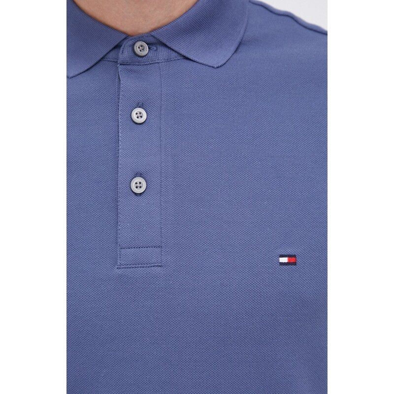 Polo tričko Tommy Hilfiger pánské, fialová barva, hladké