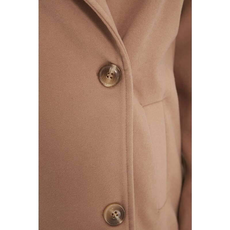 Trendyol Camel Button Closure Cachet Coat