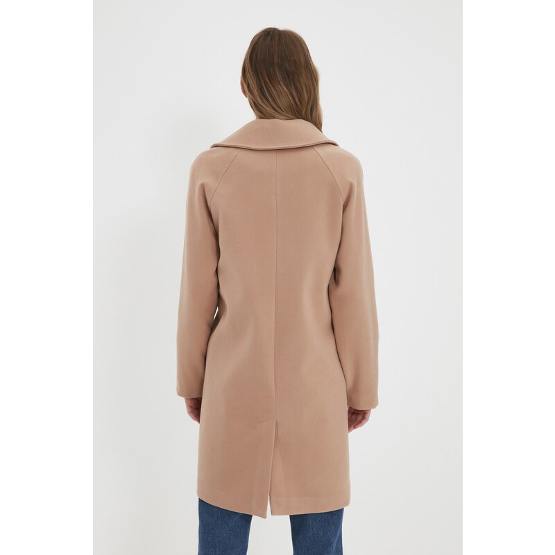 Trendyol Camel Button Closure Cachet Coat