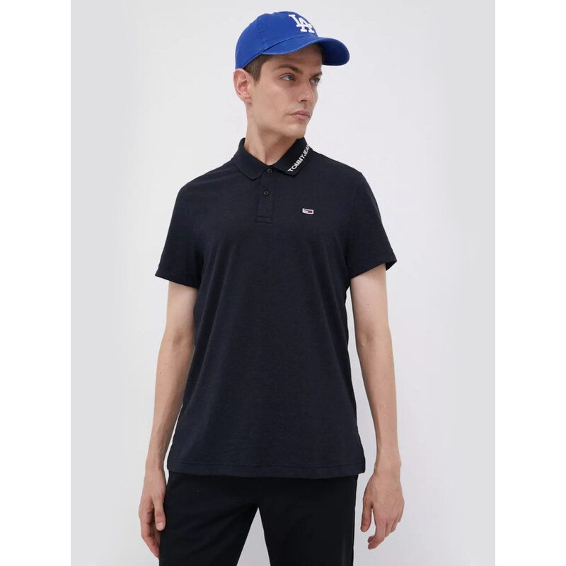 Tommy Jeans pánské černé polo triko