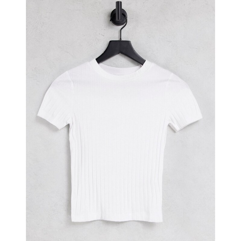ASOS DESIGN slim fit t-shirt in rib in white 115509523