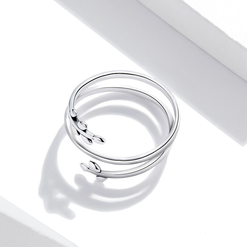 Emporial stříbrný nastavitelný prsten Elegantní lístky SCR755