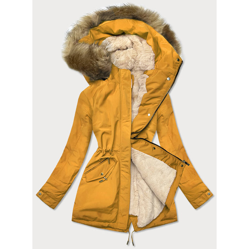 MHM Žluto-béžová teplá dámská zimní bunda (W559)