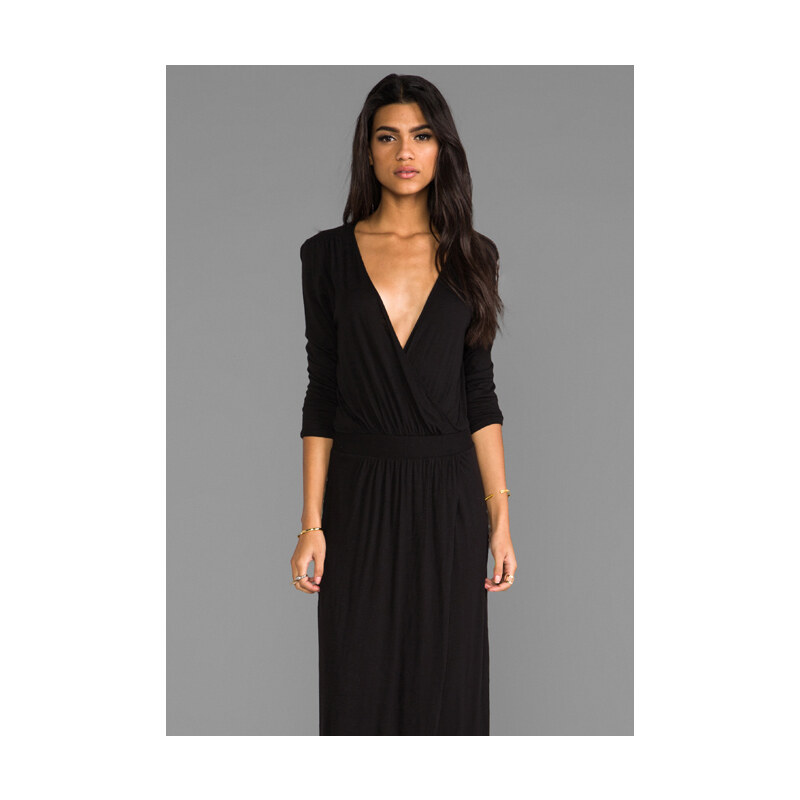 LA Made 3/4 Sleeve Surplus Jersey Maxi Dress in Black