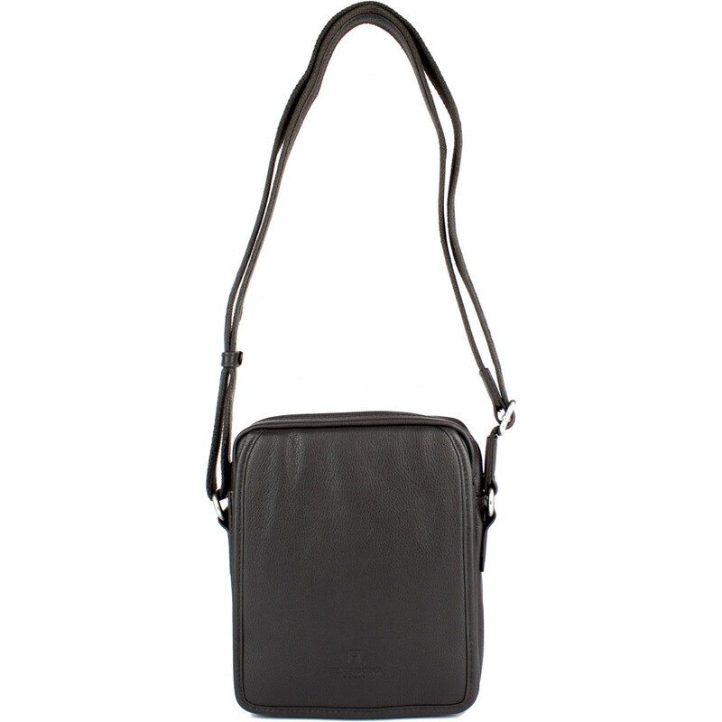 HEXAGONA Pánská kožená taška crossbody Leroy Tmavě hnědá