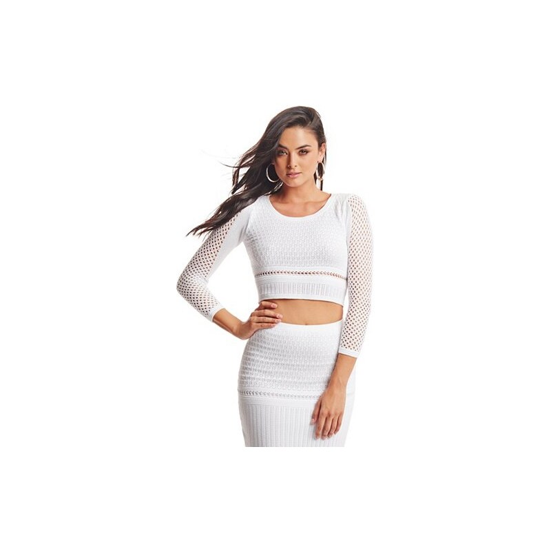 Top Guess by Marciano Jaiden Sweater Crop Top bílý