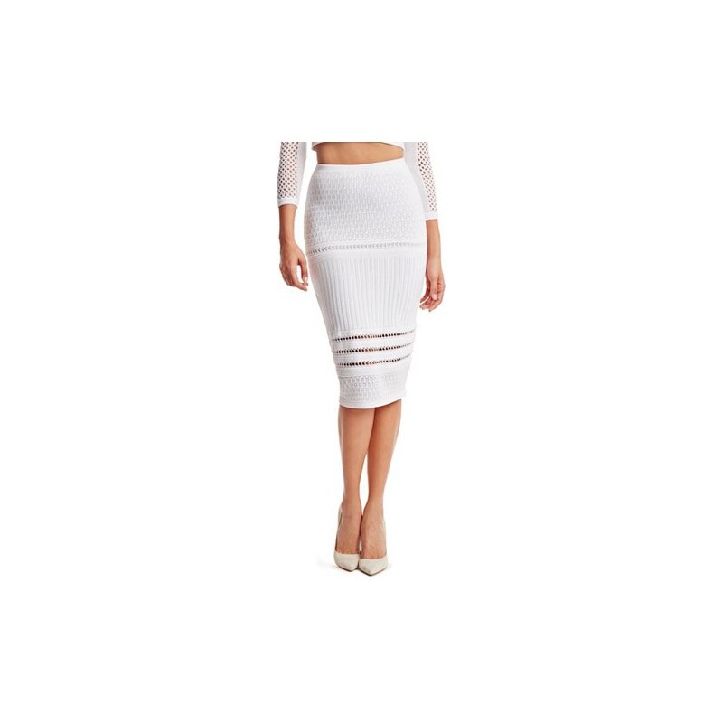 Sukně Guess By Marciano Jaiden Sweater Midi Skirt bílá