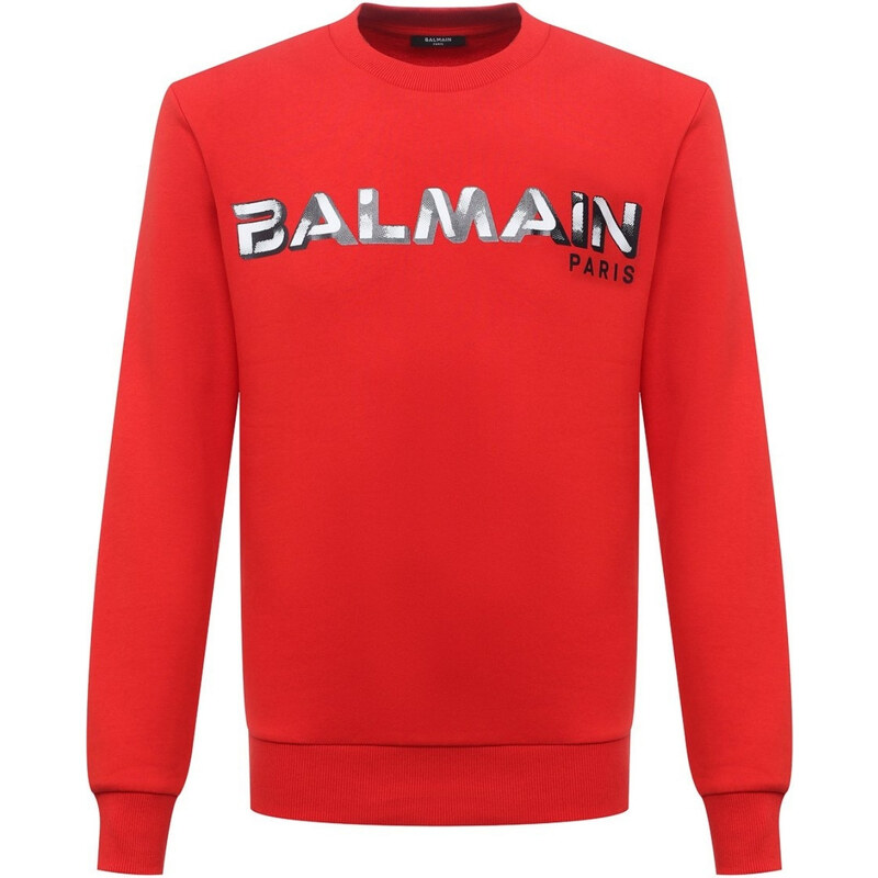 BALMAIN Paris Logo Red mikina