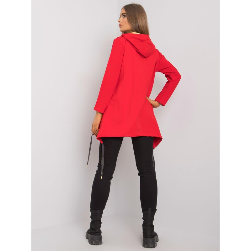 RELEVANCE ČERVENÁ DÁMSKÁ OVERSIZE MIKINA NA ZIP -RED