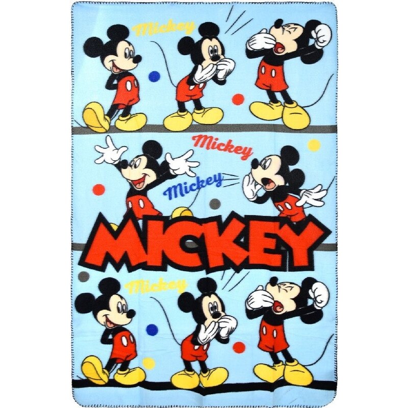 DISNEY FLEECOVÁ DEKA MICKEY MOUSE 100X150 CM - SVĚTLE MODRÁ