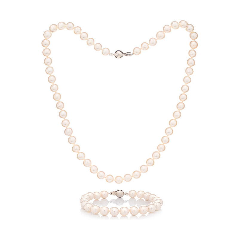 Buka Jewelry Perlový set náramek a náhrdelník 7,5 AA