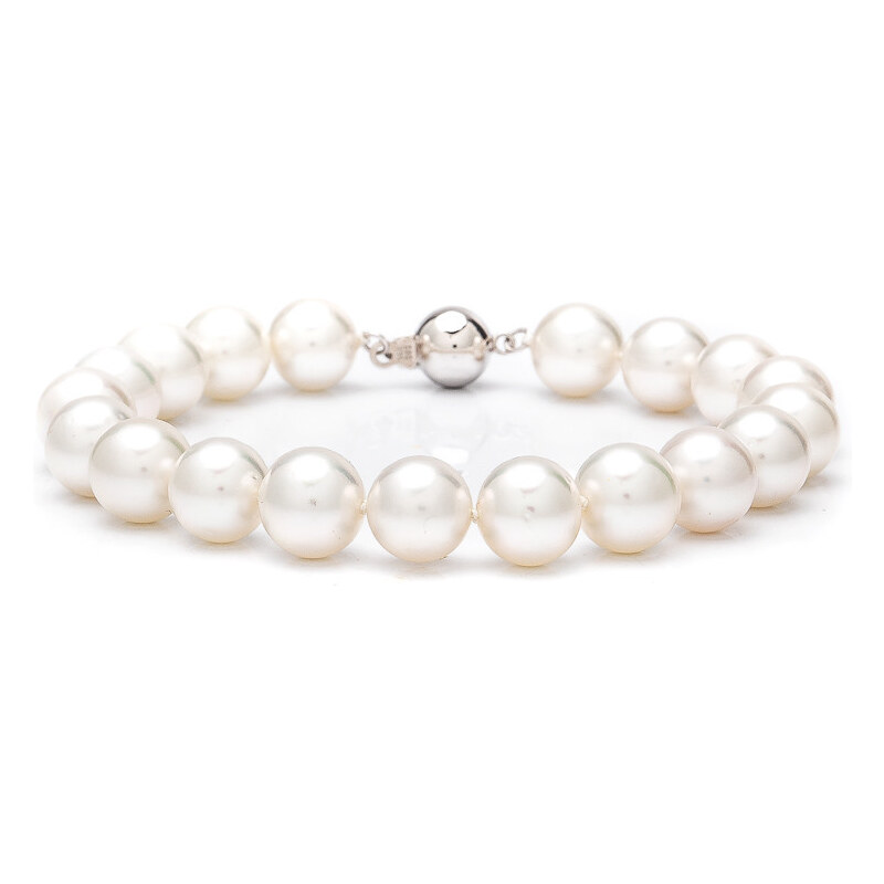 Buka Jewelry Náramek s bílými perlami South Sea 9 AAA 109170813