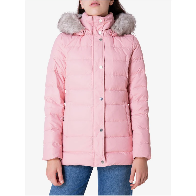 Růžová dámská bunda s kapucí Tommy Hilfiger - GLAMI.cz