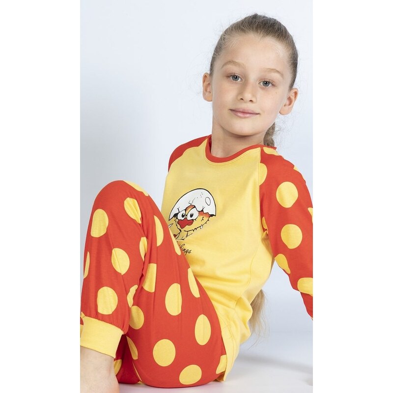 Vienetta Kids Dětské pyžamo dlouhé Malé kuře - žlutá