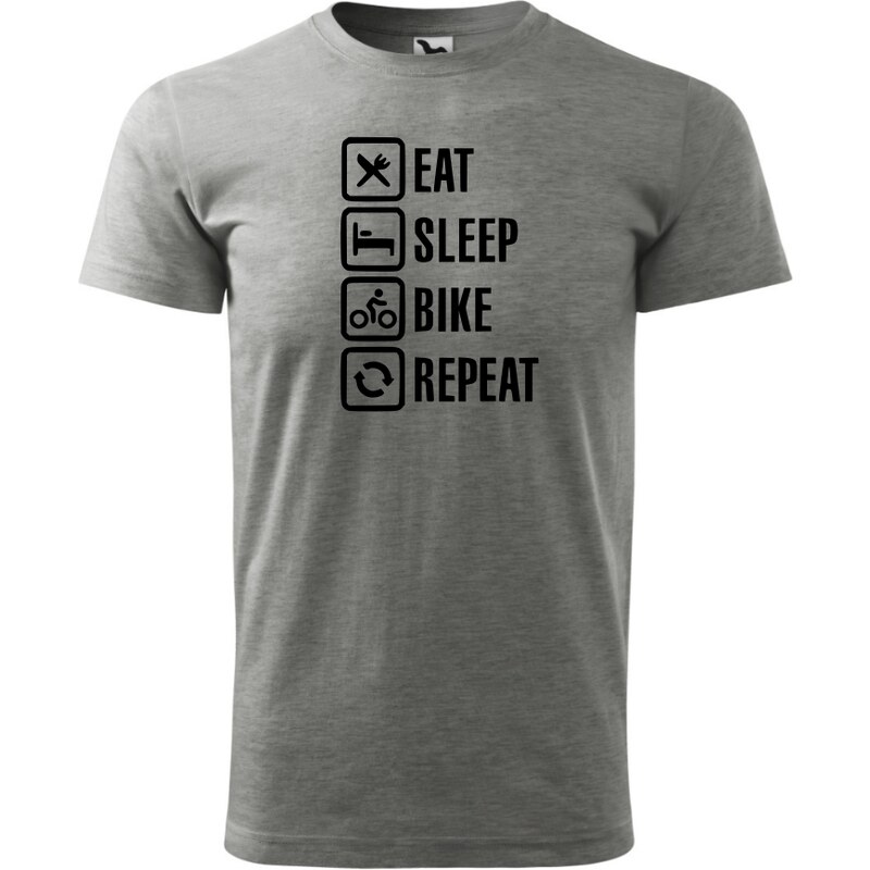 Fenomeno Pánské tričko - Eat sleep bike - šedé