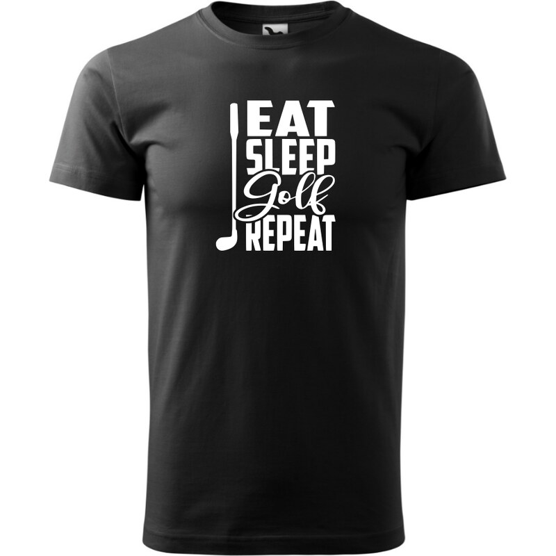 Fenomeno Pánské tričko - Eat sleep golf - černé