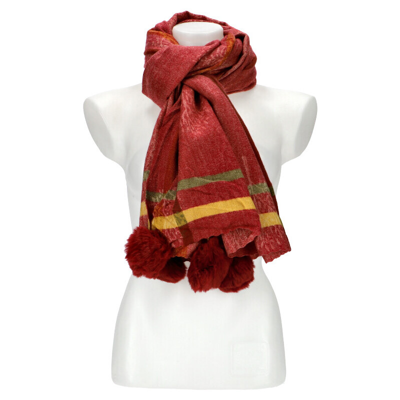 Cashmere Červená teplá dlouhá zimní šála 192x69 cm