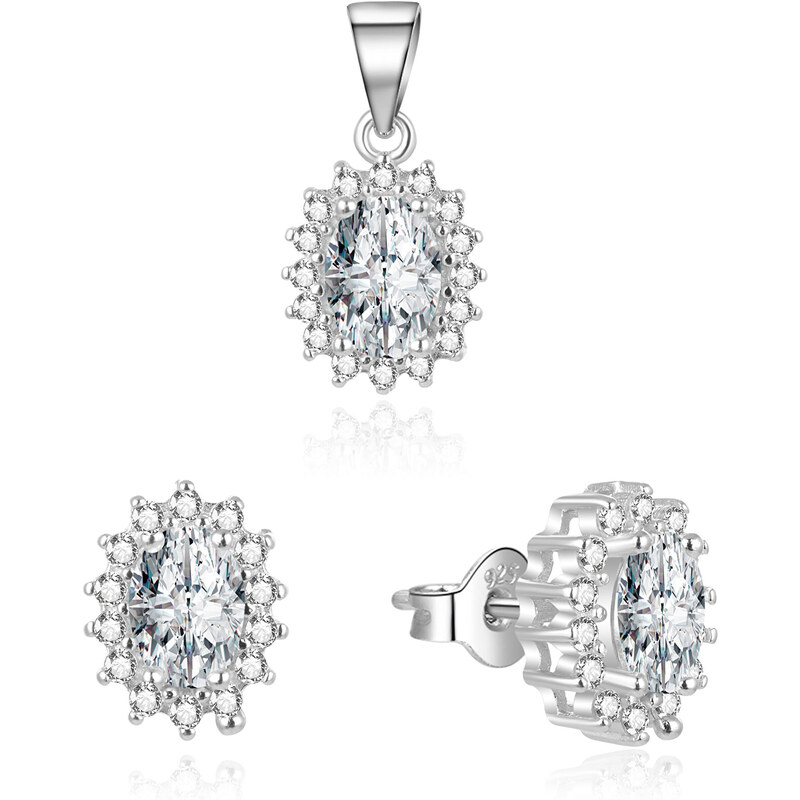 Beneto Stříbrná souprava šperků se zirkony AGSET159 (přívěsek, náušnice)