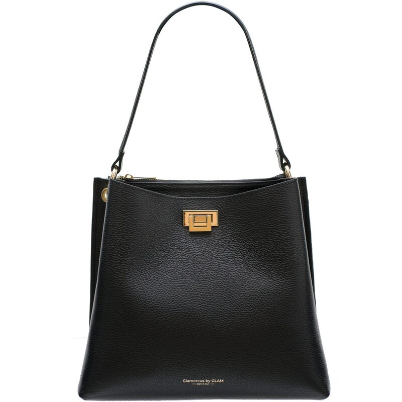 Glamorous by GLAM Dámská kožená kabelka se zlatými detaily - černá 108500692