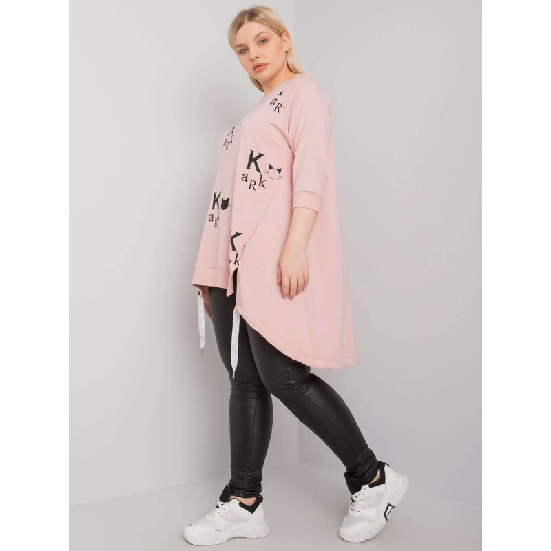 Fashionhunters Prachově růžová bavlněná tunika velikosti plus