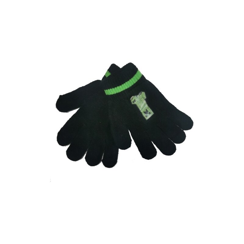 MOJANG official product Dětské pětiprsté zimní pletené rukavice Minecraft - černé