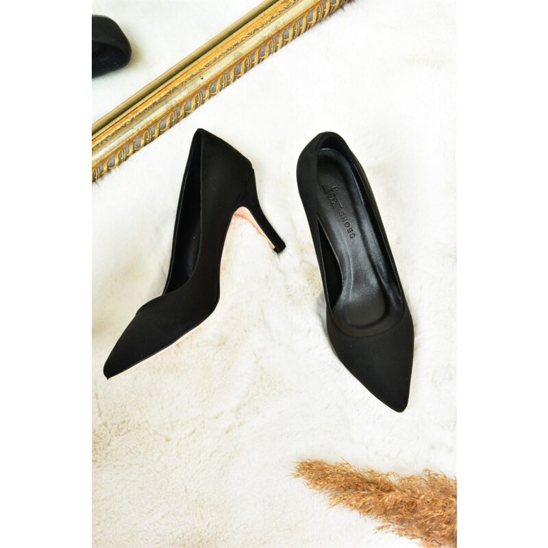 Fox Shoes Black Suede Women's Thin Heeled Stilettos