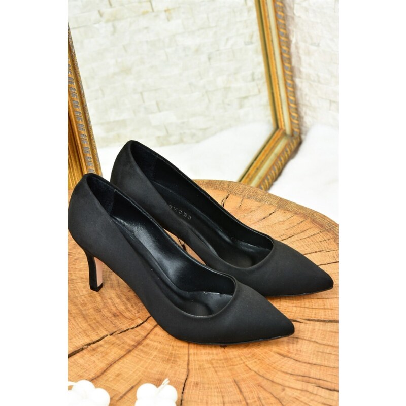 Fox Shoes Black Suede Women's Thin Heeled Stilettos