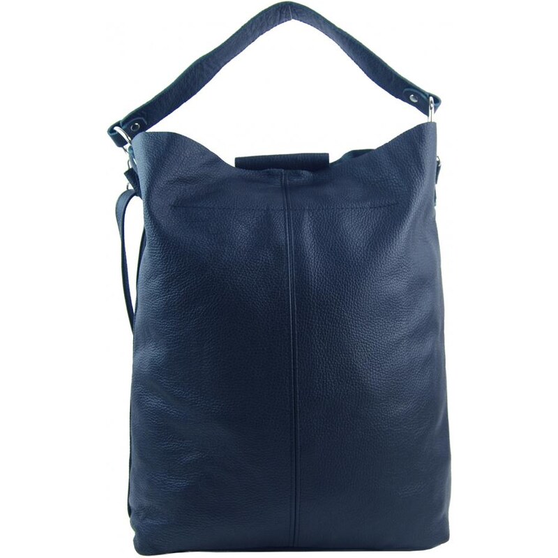 Obrovská tmavě modrá kožená dámská kabelka / pytel GROSSO