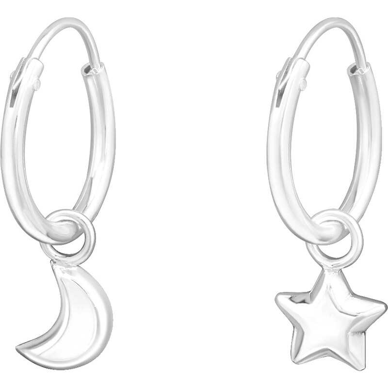 SYLVIENE Stříbrné náušnice kroužky 12 mm Moon&Star 64679568