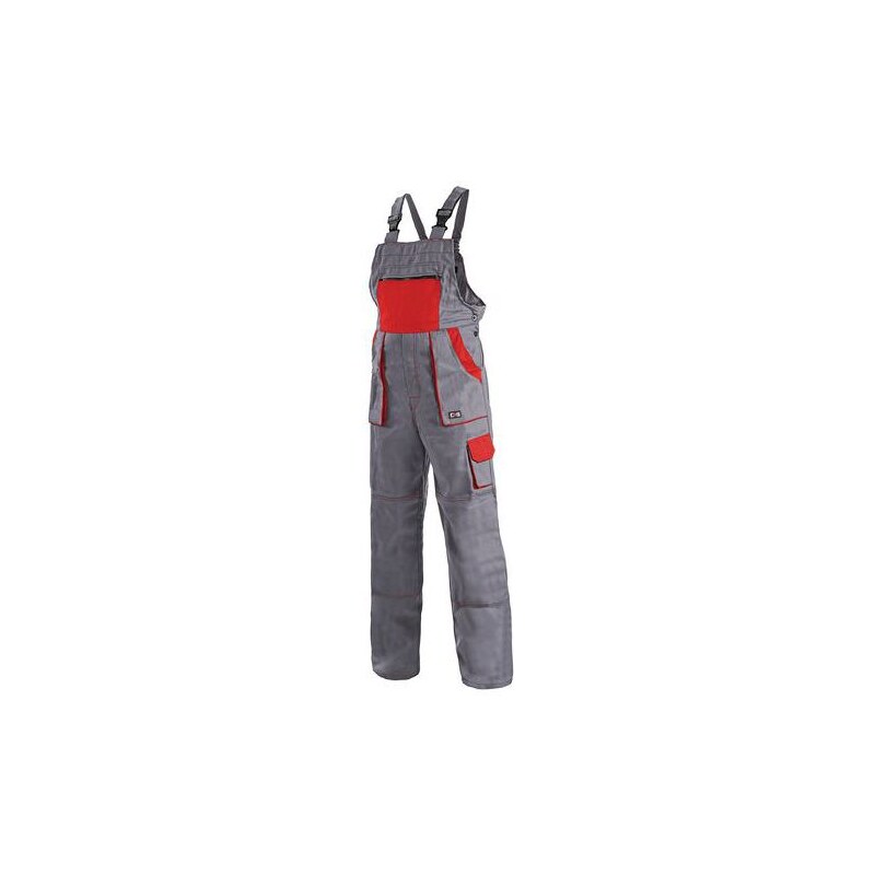 Pánské montérkové kalhoty CXS s laclem, šedé/červené, vel. 68