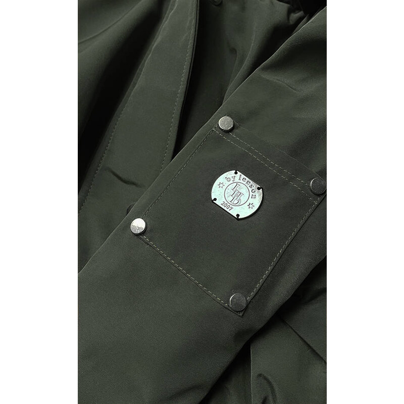 LHD Dámská bunda parka v army barvě s kožešinovou podšívkou (M-21506)